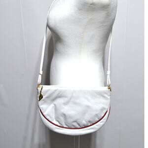 Clemente Vintage White Leather with Red Piping Purse